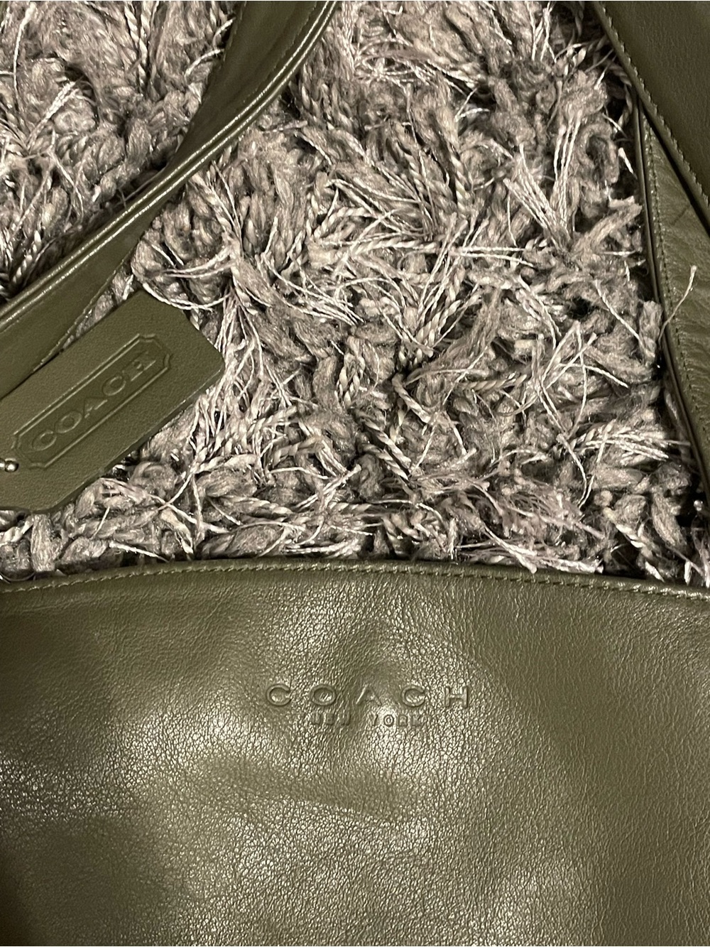 Coach Olive Green Leather Tote Bag - Picture 3 of 5